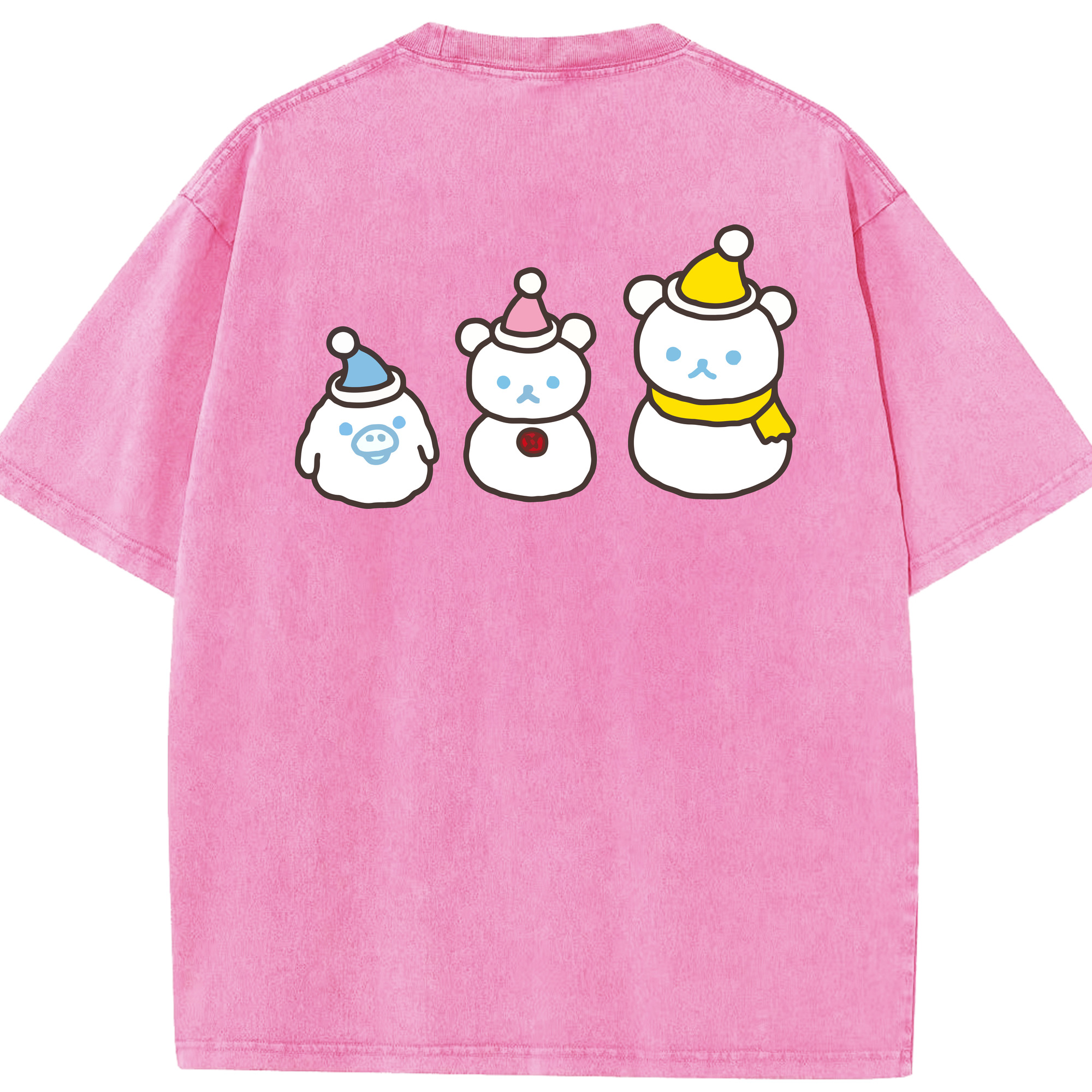 （画像用） リラックマ リラックマ キイロイトリ Rilakkuma Korilakkuma Kiiroitori 綿100% ヴィンテージ風 半袖Tシャツ（背面プリント）